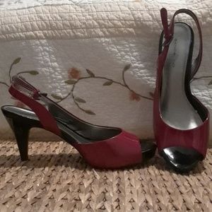 Bandolino Open toe Slingback Red Heels 8.5 👠